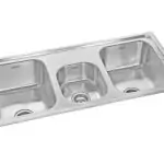 Neelkanth sink, triple bowl sink, stainless steel sink, plain sink