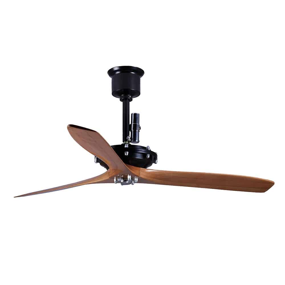 3 blade modern ceiling fan, brown colour teak wood fan with smooth glossy finish