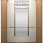 KONE elevators - N Monospace with 2 wooden-textured walls and patterned ceiling