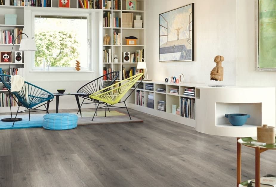   Pergo Mountain Grey Oak is a modern laminate floor in classic pl...