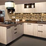 Sleek Bling modular kitchens L shape design & cabinet materials at wholesale price