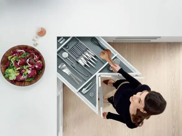 Blum space corner cabinet for kitchen with easy storage of utensils