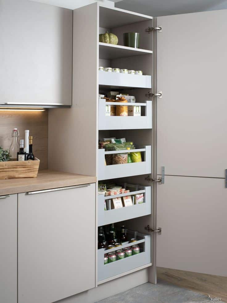 Blum wall shelves for kitchen with properly designed pull out cabinet acts as a storage unit