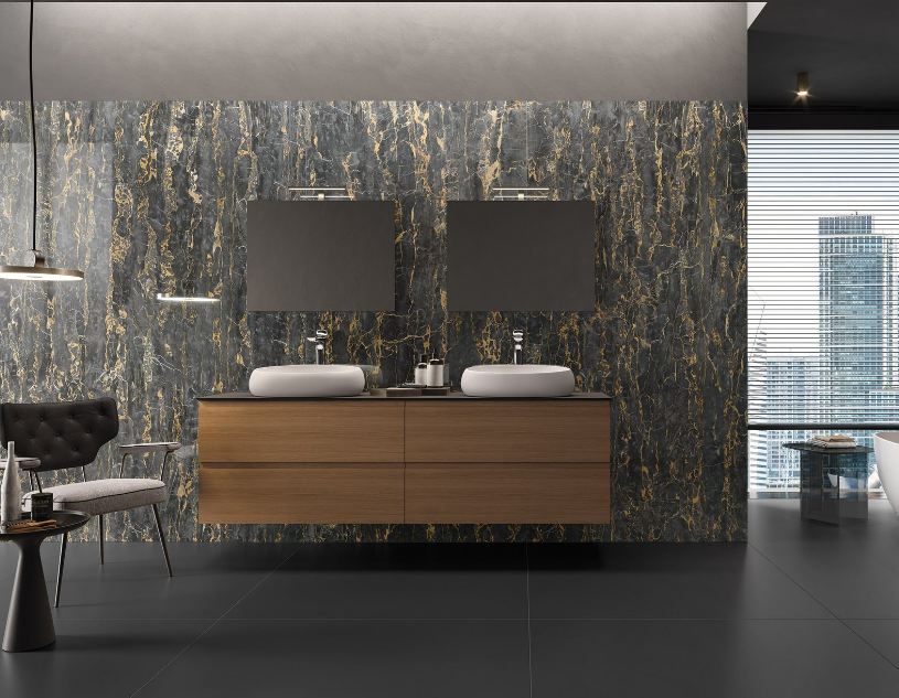 RAK Black marble tiles Portovenere royal black marble texture porcelain tile for floors at lowest price