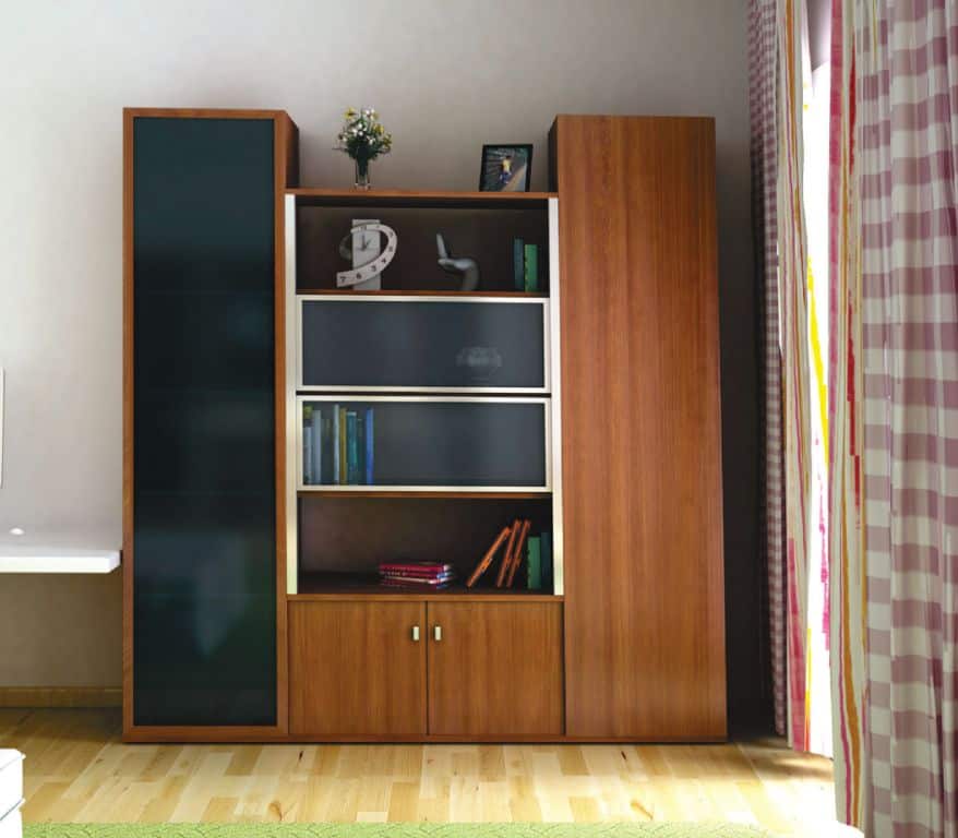 Sliding doors for shelves and wardrobe in different materials