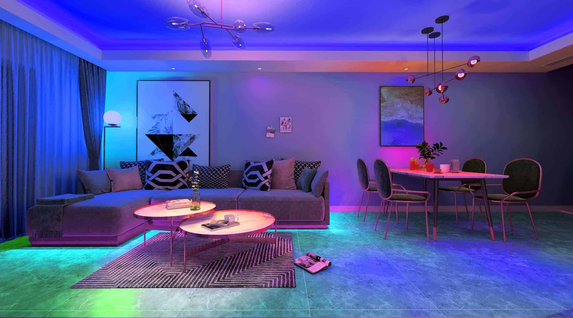 colourful LED lighting for living room