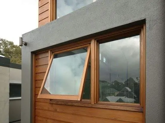 Brown colour Awning casement profile for grey and brown facade
