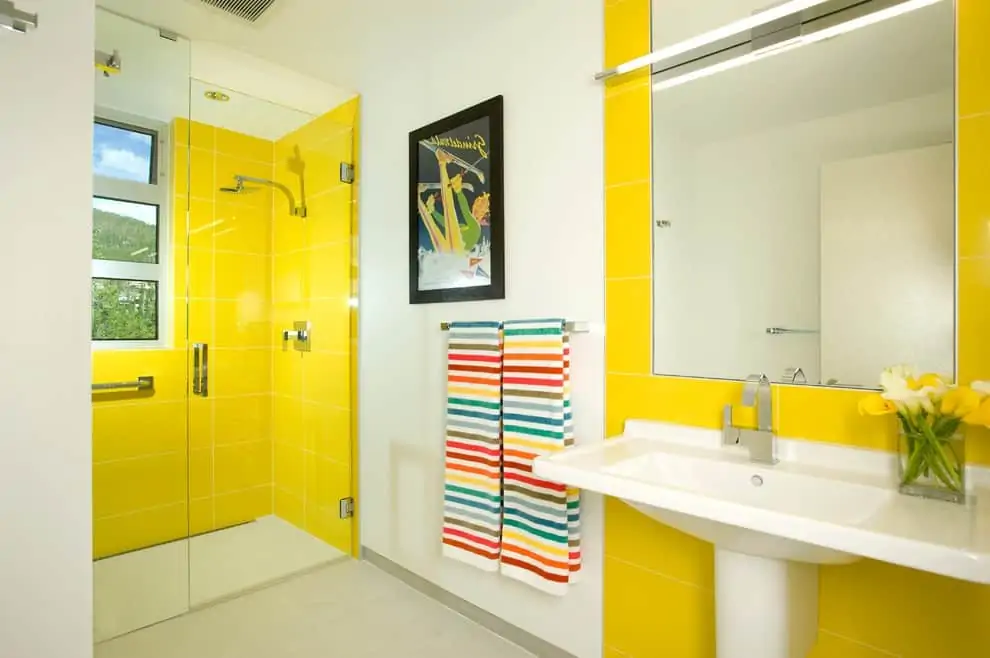 yellow washroom area 