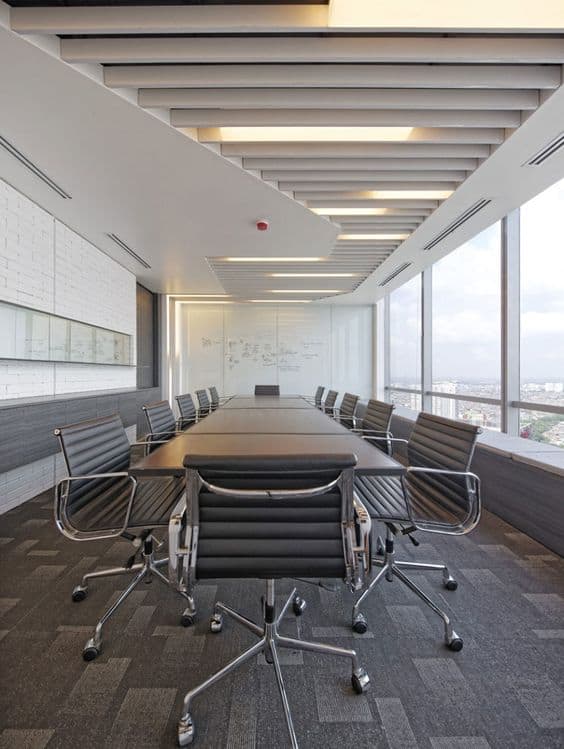 white panels for false ceiling in conference room