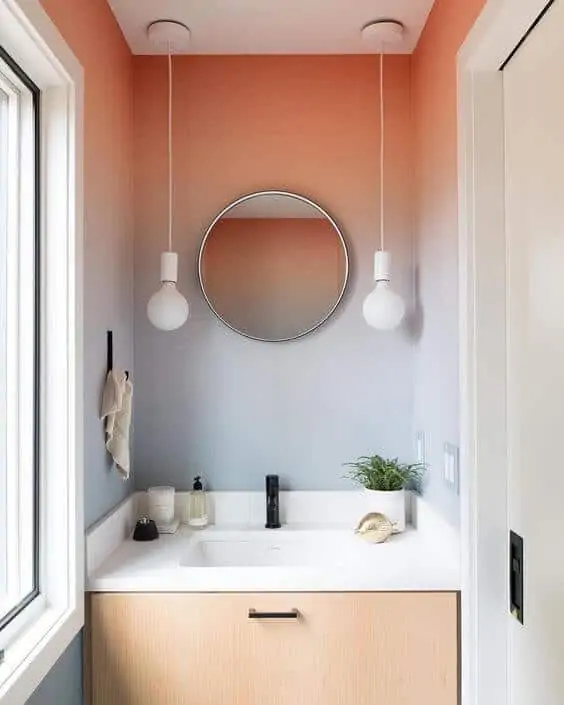 Ombre powder room setup 