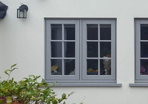 Grey casement upvc window