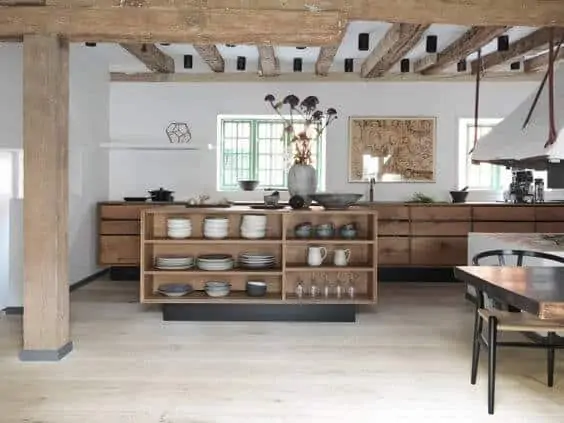 solid wood modular kitchen with stainless steel sink