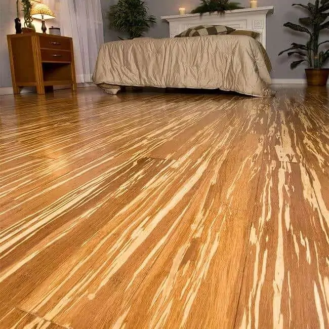 textured bamboo floor for sustainable bedroom 