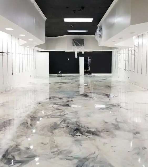 white textured epoxy flooring