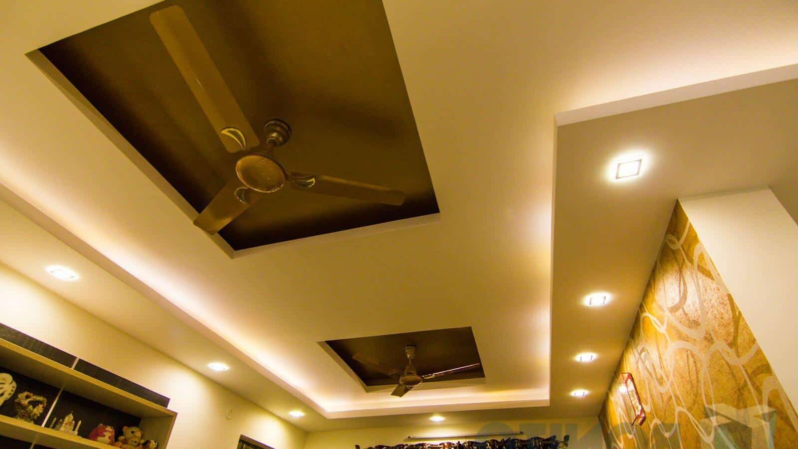 false ceiling design for living rooms with 2 fans