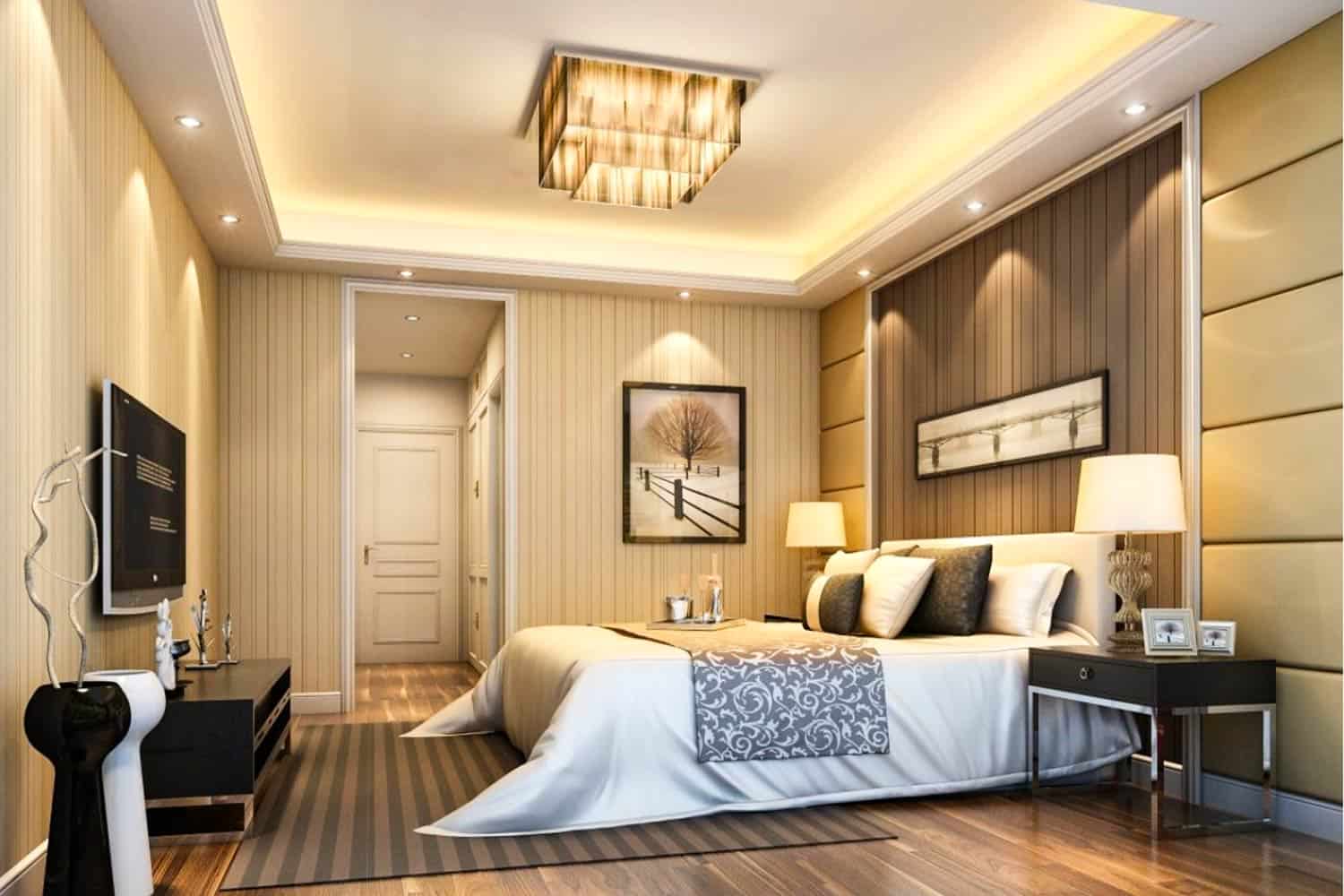 False ceiling designs for bedroom with Cool Lighting