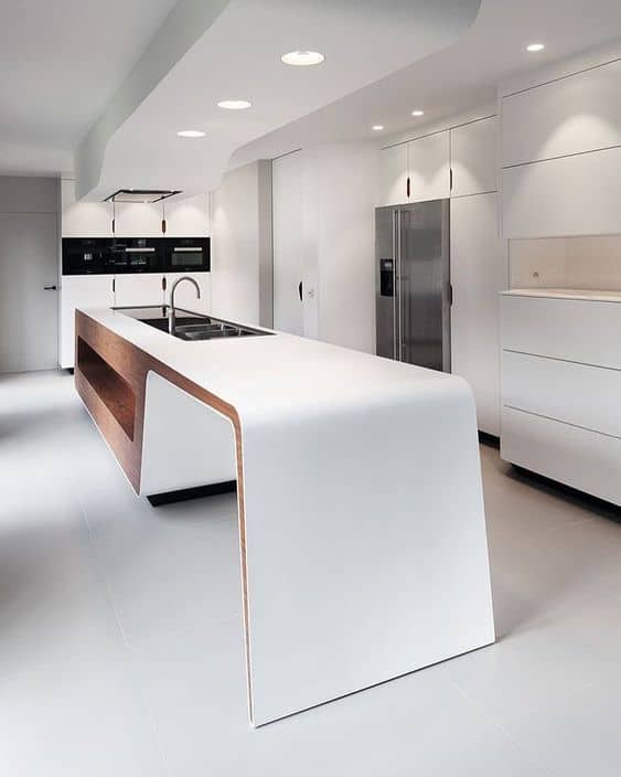 white minimalist kitchen interiors 