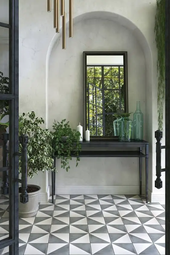 grey & white tiles for hallway