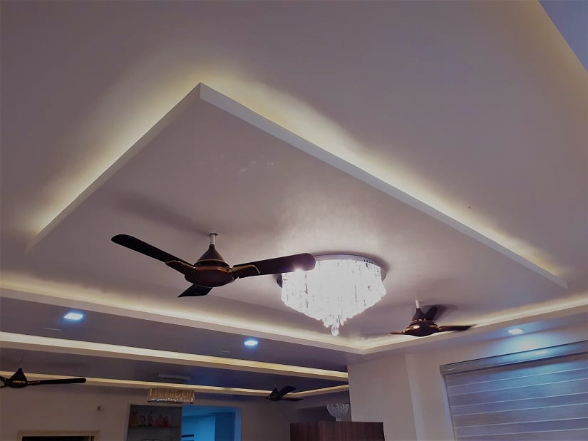 False Ceiling Design For Living Room With Two Fans Two Birds Home