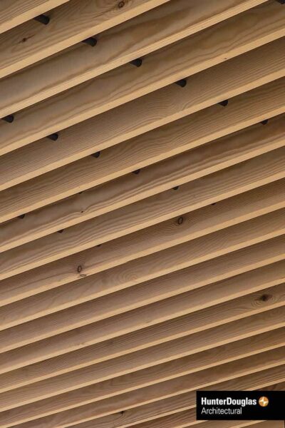 Hunter Douglas Wood ceiling- grill design | Wooden false ceiling