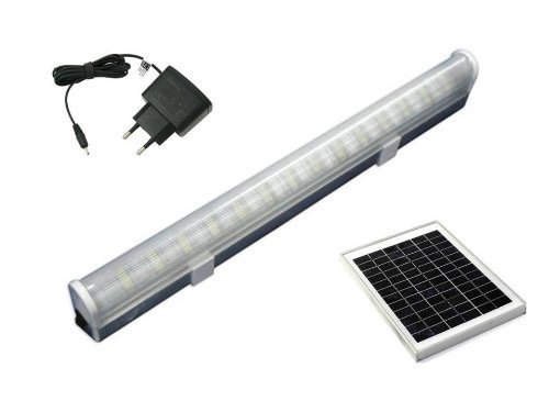 LED solar tubes and panels with information in text