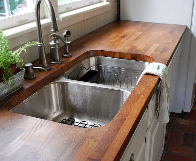Wooden countertop in modular kitchens