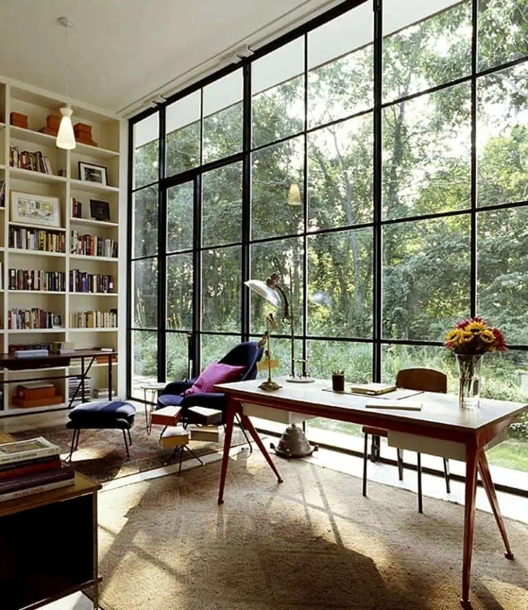 Glass partition with metal frame