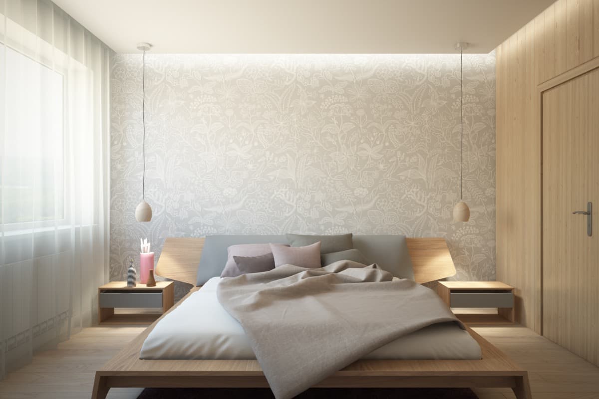 white wall for bedroom with 3D pattern