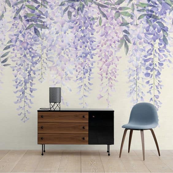beautiful wallpaper with purple and blue flowers
