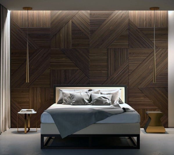 wooden panels in bedroom