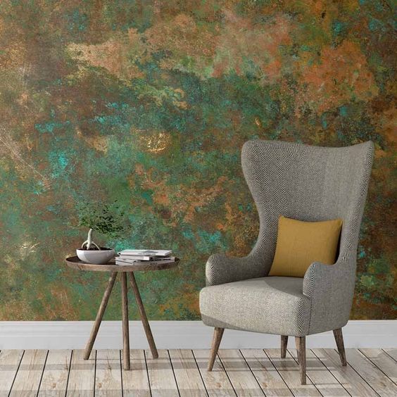 multicoloured wallpaper for living room