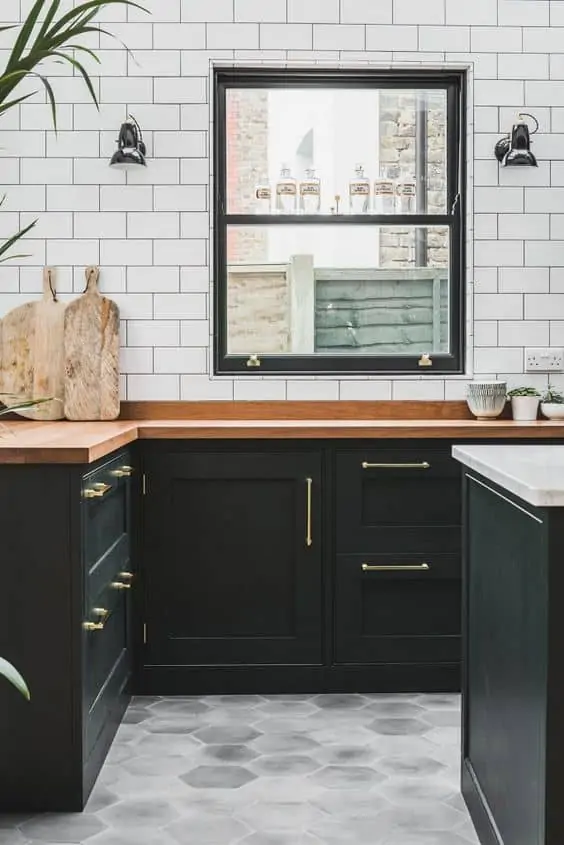 white tile wall for kitchen