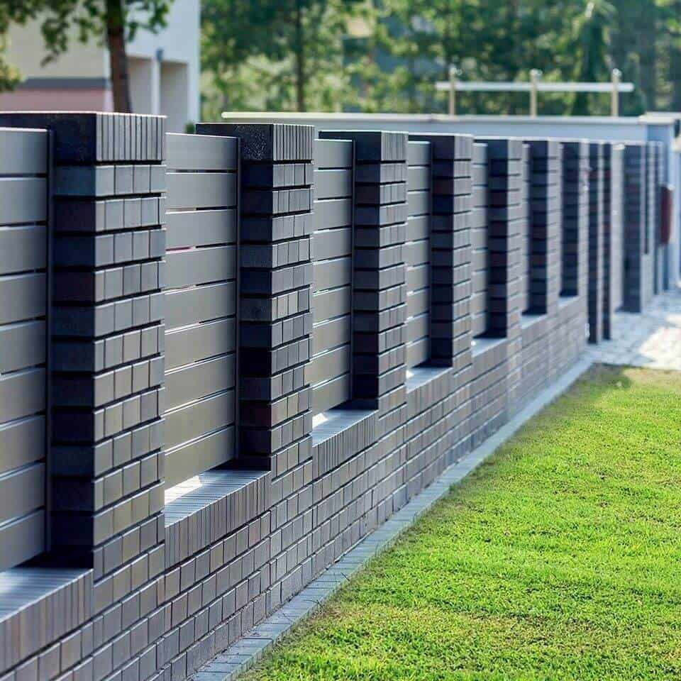 brick pattern metal compound wall