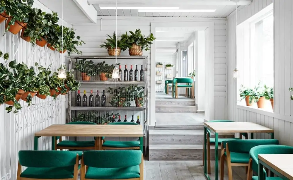 white brick wall with plants