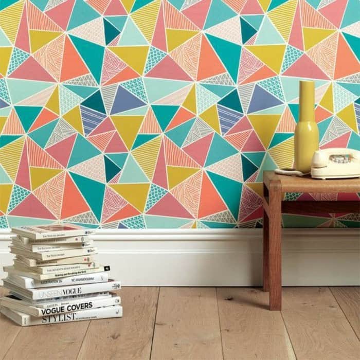 fun and colorful diagonal patterns on a wall