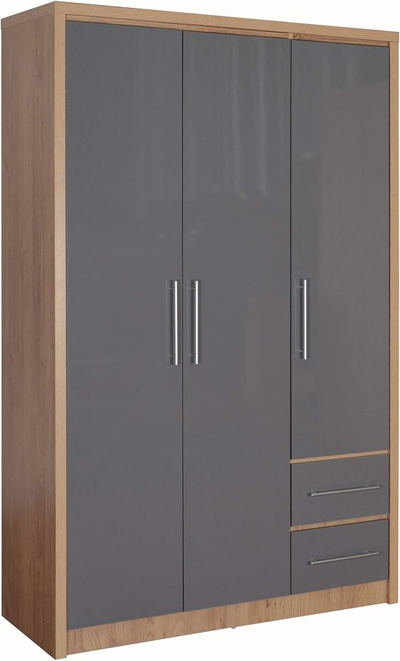 grey closet doors with brown wooden body