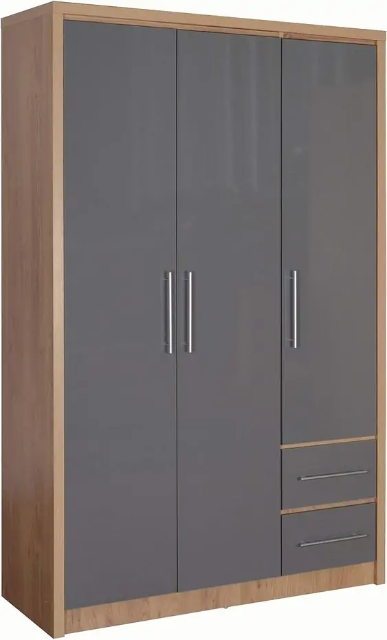 grey closet doors with brown wooden body