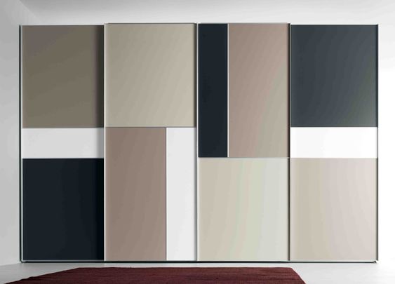 multi-coloured wardrobe deisng in black, beige, white, and cream colours