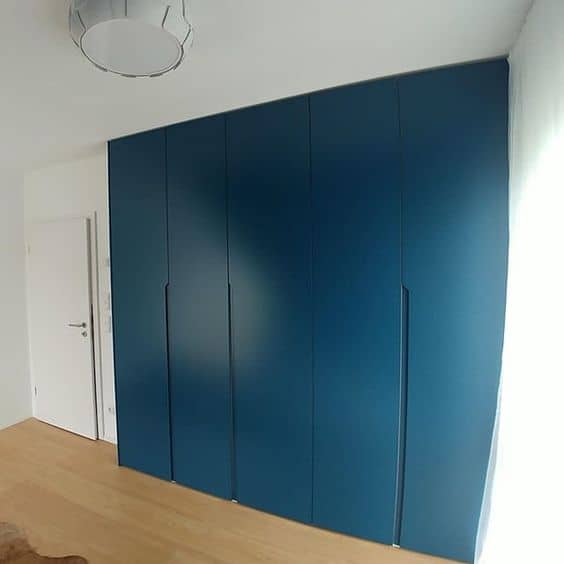 blue closet with minimalist look