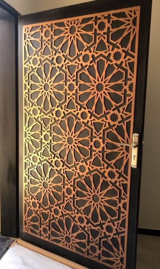 golden mdf jali for door