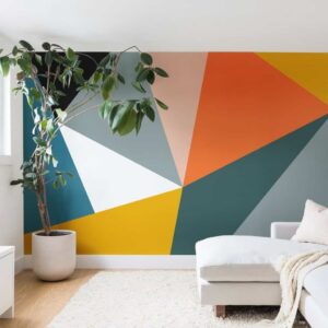 colorful wall painted using painter's tape