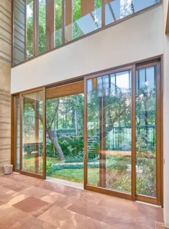 glass and wooden door