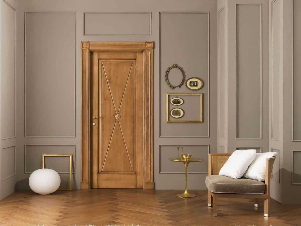 wood door with golden accents, wood door design