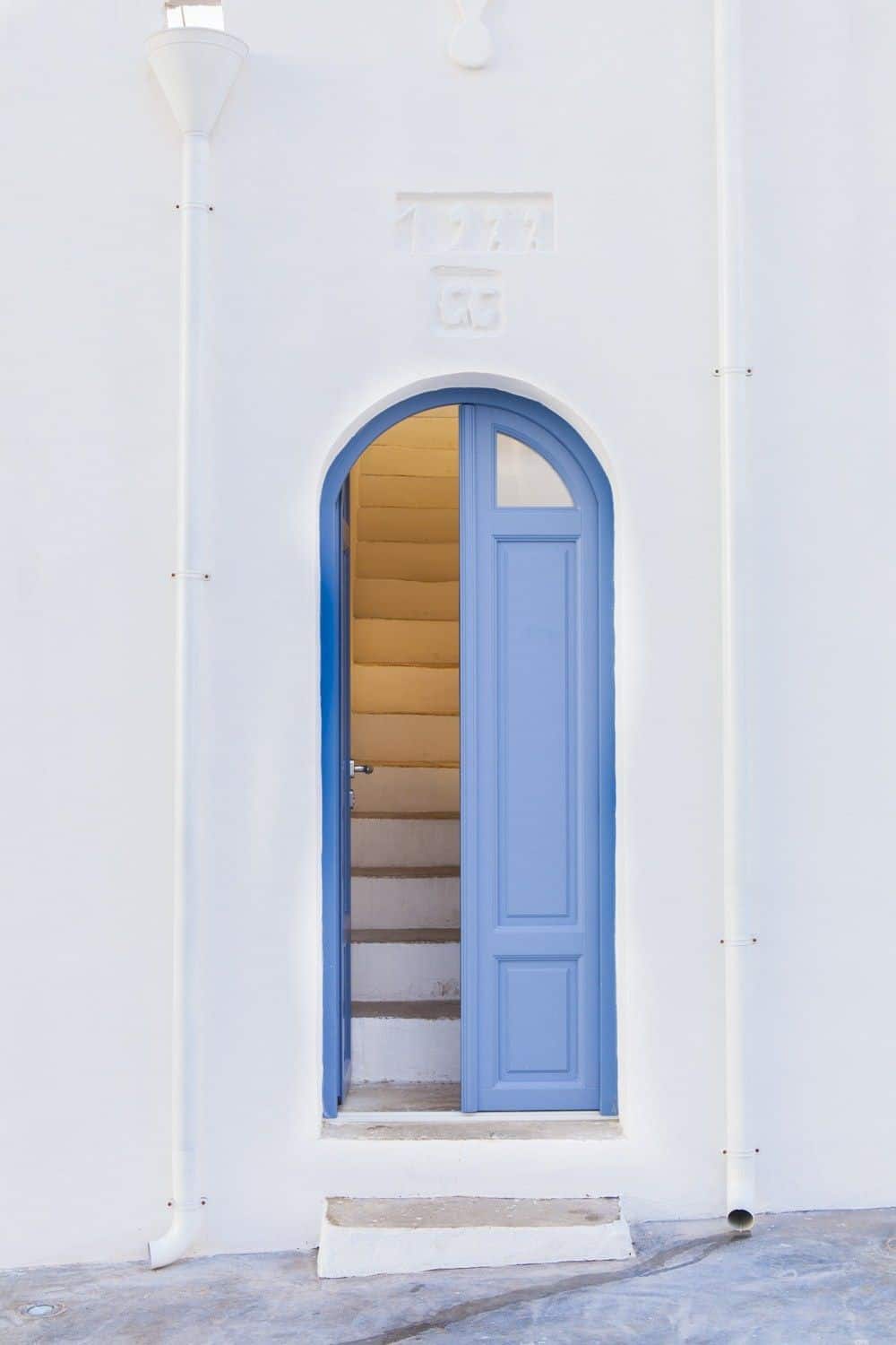 blue arched front door design