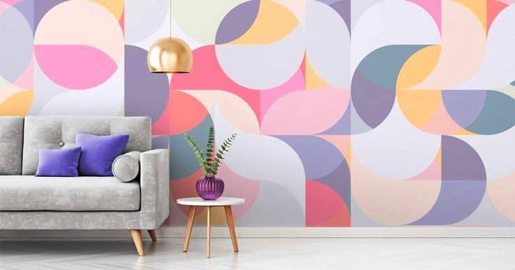 wall paint design with color block shapes 