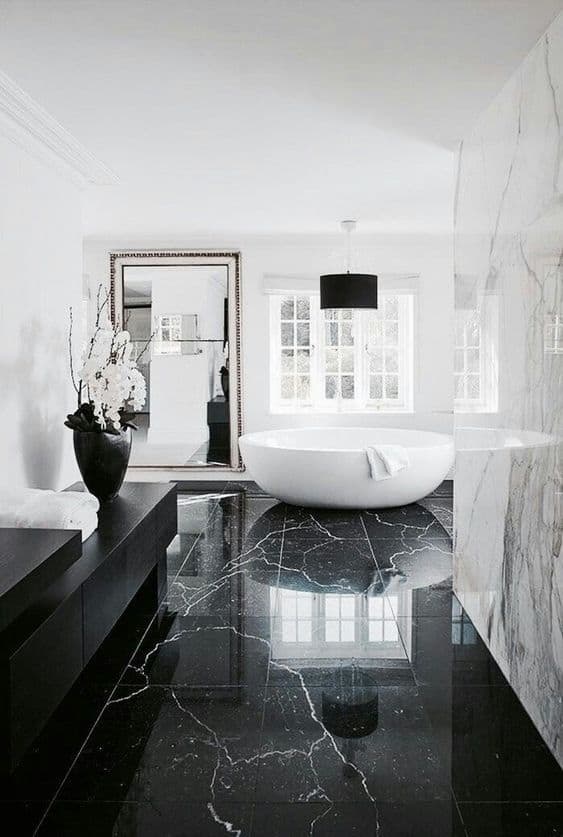 granite floor for bathroom with white basins