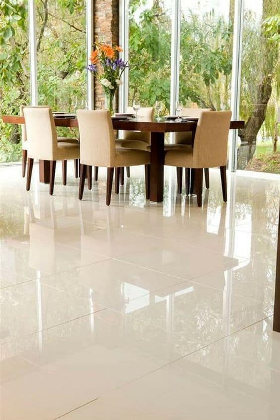 ceramic tiles in glossy finish for dining room.