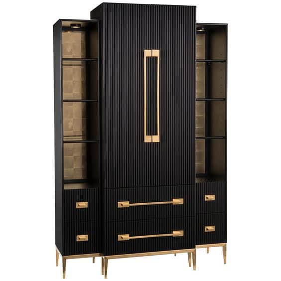 black and golden closet with bottom drawer