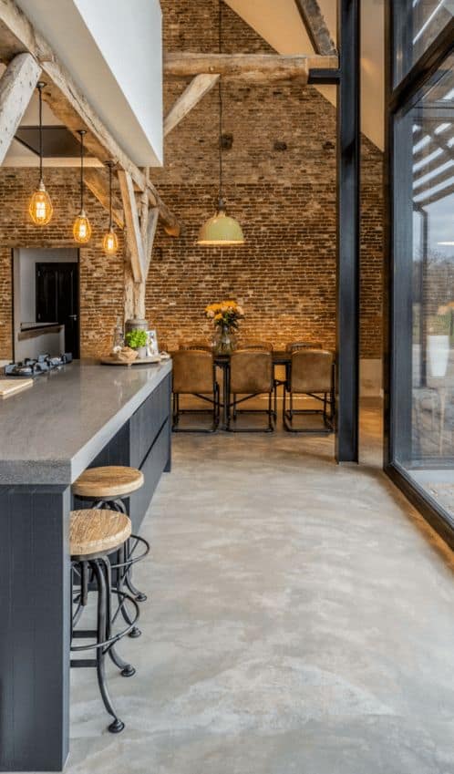 Concrete flooring for a cafe