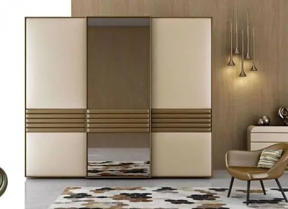 white and brown wardrobe design